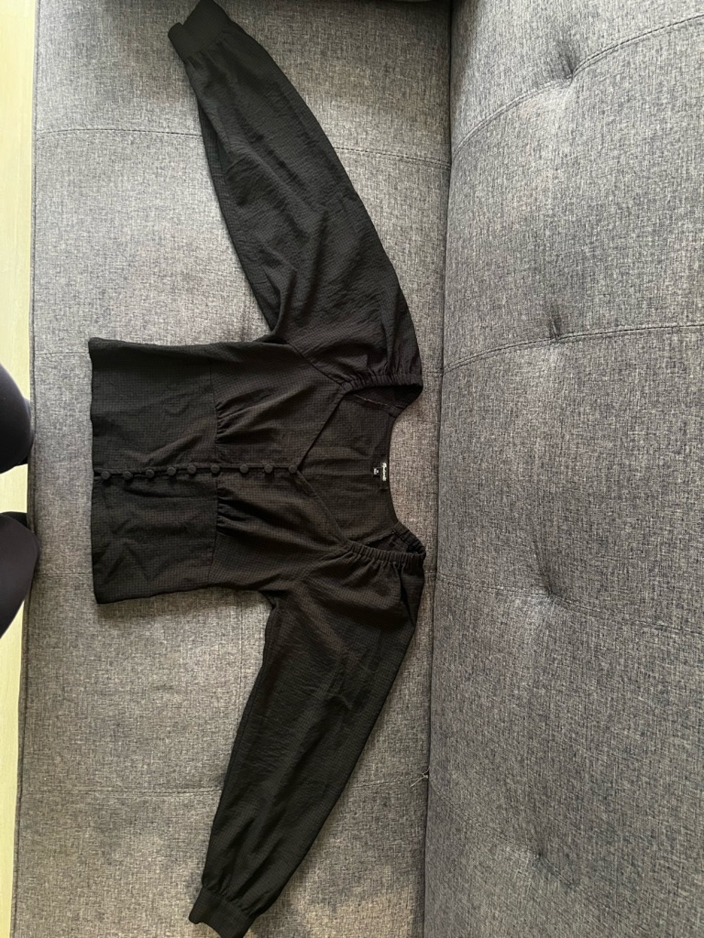 Madewell Black Button-Front Gingham Print Blouse